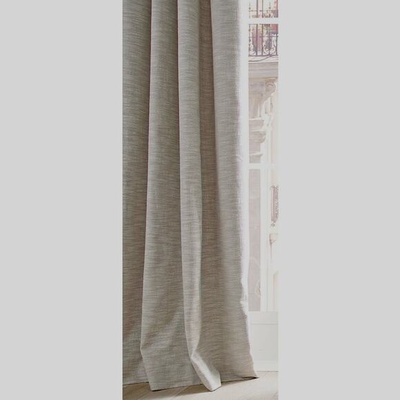 Pottery Barn Seaton Textured Cotton Blackout Curtain | 100 x 84 Oatmeal - Picture 3 of 10